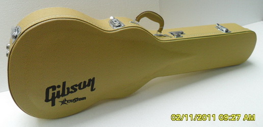 เคส กล่องใส่กีต้าร์ชนิดแข็ง รุ่น Gibson custom หุ้มหนังลายสีเหลือง 