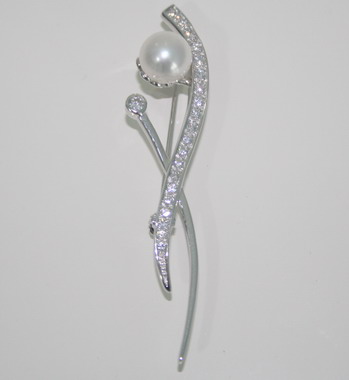 B05-Brooch ͹Сͺ Silver925 , Fresh Water Pearls , CZ