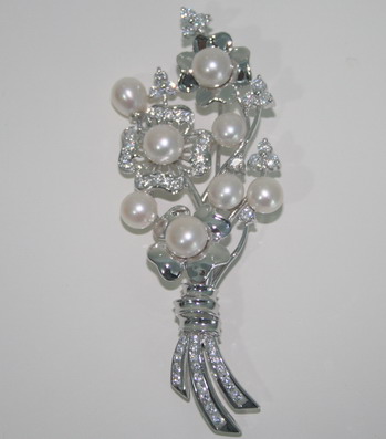 B08-Brooch ͹Сͺ Silver925 , Fresh Water Pearls , CZ