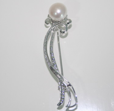 B010-Brooch ͹Сͺ Silver925 , Fresh Water Pearls , CZ