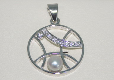 P018-Pendant ͹Сͺ Silver925 , Fresh Water Pearls , CZ